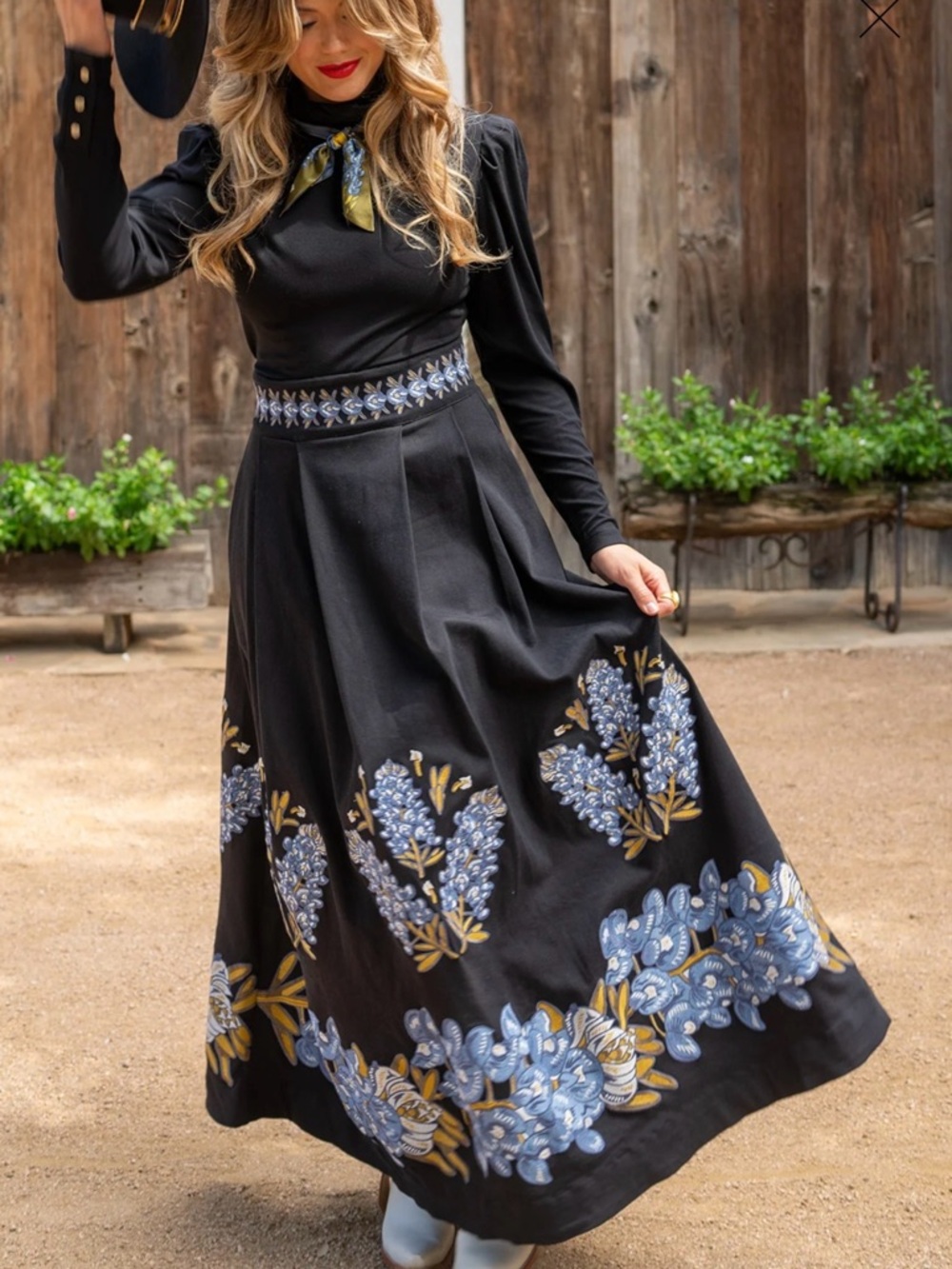 Emily McCarthy Milly Skirt Bluebonnet Embroidered Maxi Size S NWT